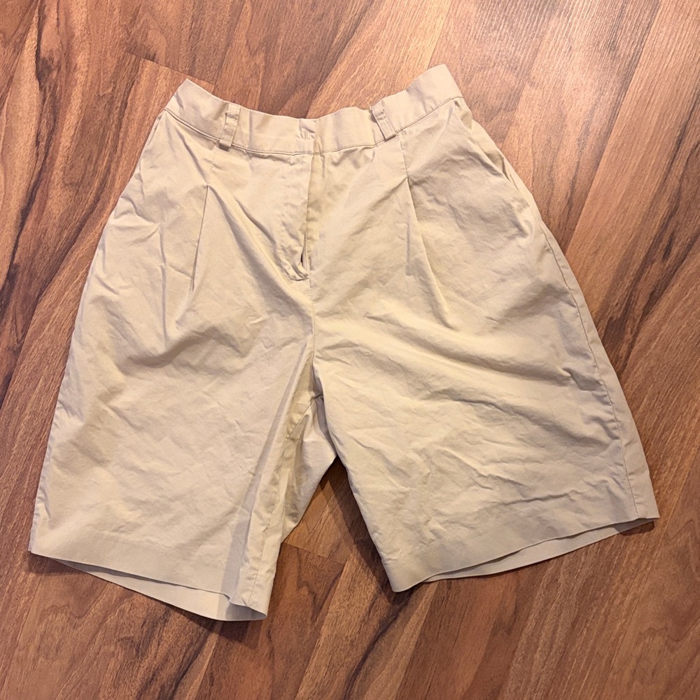 Beige Pleated Shorts